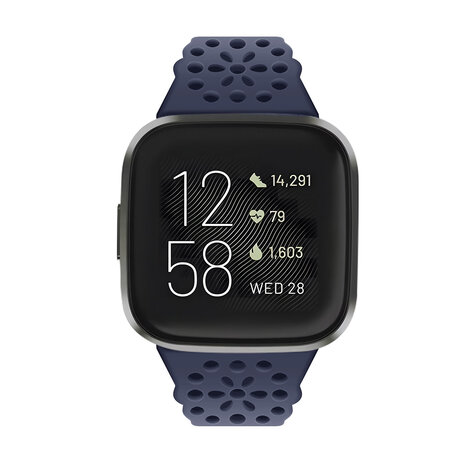 Strap-it Strap-it Bracelet silicone avec motif Fitbit Versa 3 (bleu foncé)