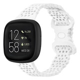 Strap-it Bracelet silicone avec motif Fitbit Versa 3 (blanc)