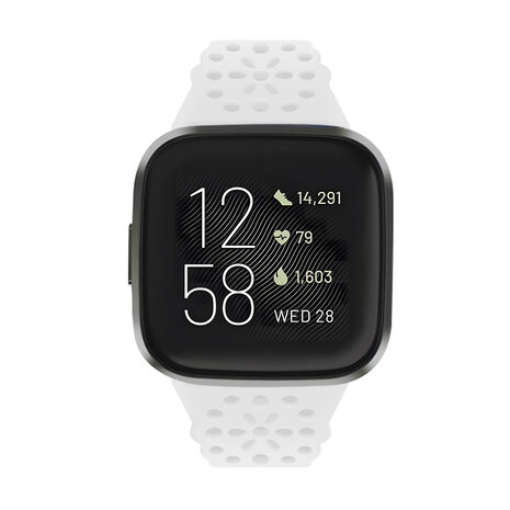 Strap-it Strap-it Bracelet silicone avec motif Fitbit Versa 3 (blanc)