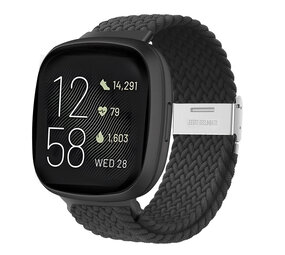 Strap-it Bracelet tressé réglable Fitbit Versa 3 (noir)