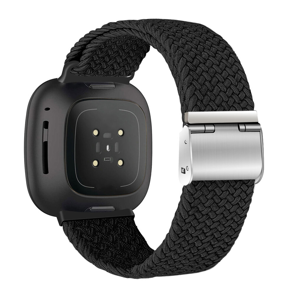 Strap-it Strap-it Bracelet tressé réglable Fitbit Versa 3 (noir)