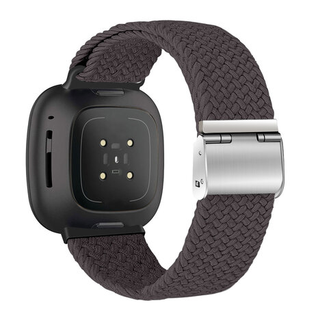 Strap-it Strap-it Bracelet tressé réglable Fitbit Versa 3 (gris foncé)
