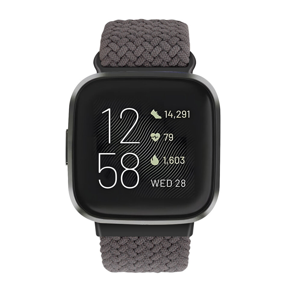 Strap-it Strap-it Bracelet tressé réglable Fitbit Versa 3 (gris foncé)