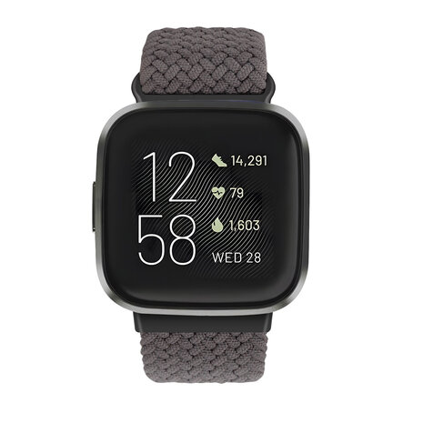 Strap-it Strap-it Bracelet tressé réglable Fitbit Versa 3 (gris foncé)