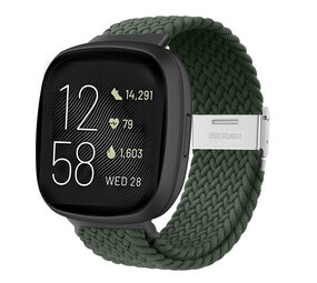 Strap-it Bracelet tressé réglable Fitbit Versa 3 (vert olive)