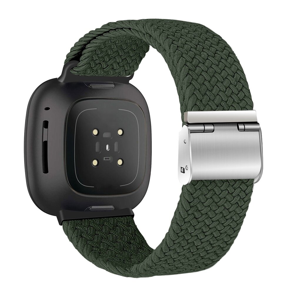 Strap-it Strap-it Bracelet tressé réglable Fitbit Versa 3 (vert olive)