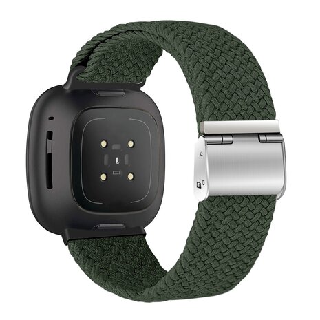 Strap-it Strap-it Bracelet tressé réglable Fitbit Versa 3 (vert olive)