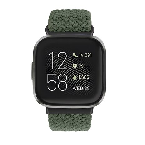 Strap-it Strap-it Bracelet tressé réglable Fitbit Versa 3 (vert olive)