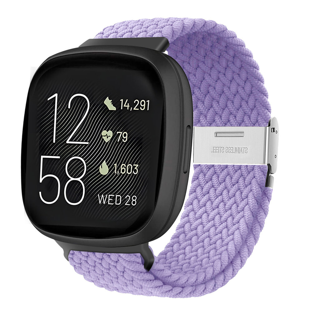 Strap-it Strap-it Bracelet tressé réglable Fitbit Versa 3 (lila)