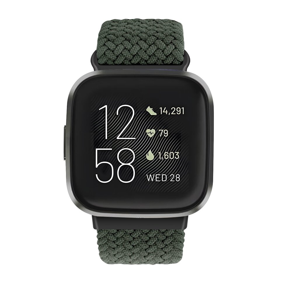 Strap-it Strap-it Bracelet tressé réglable Fitbit Versa 3 (vert foncé)