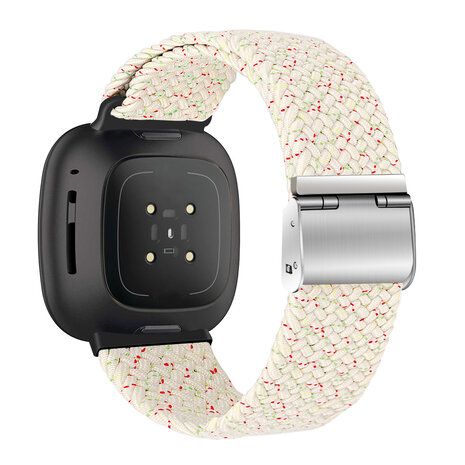 Strap-it Strap-it Bracelet tressé réglable Fitbit Versa 3 (beige melange)