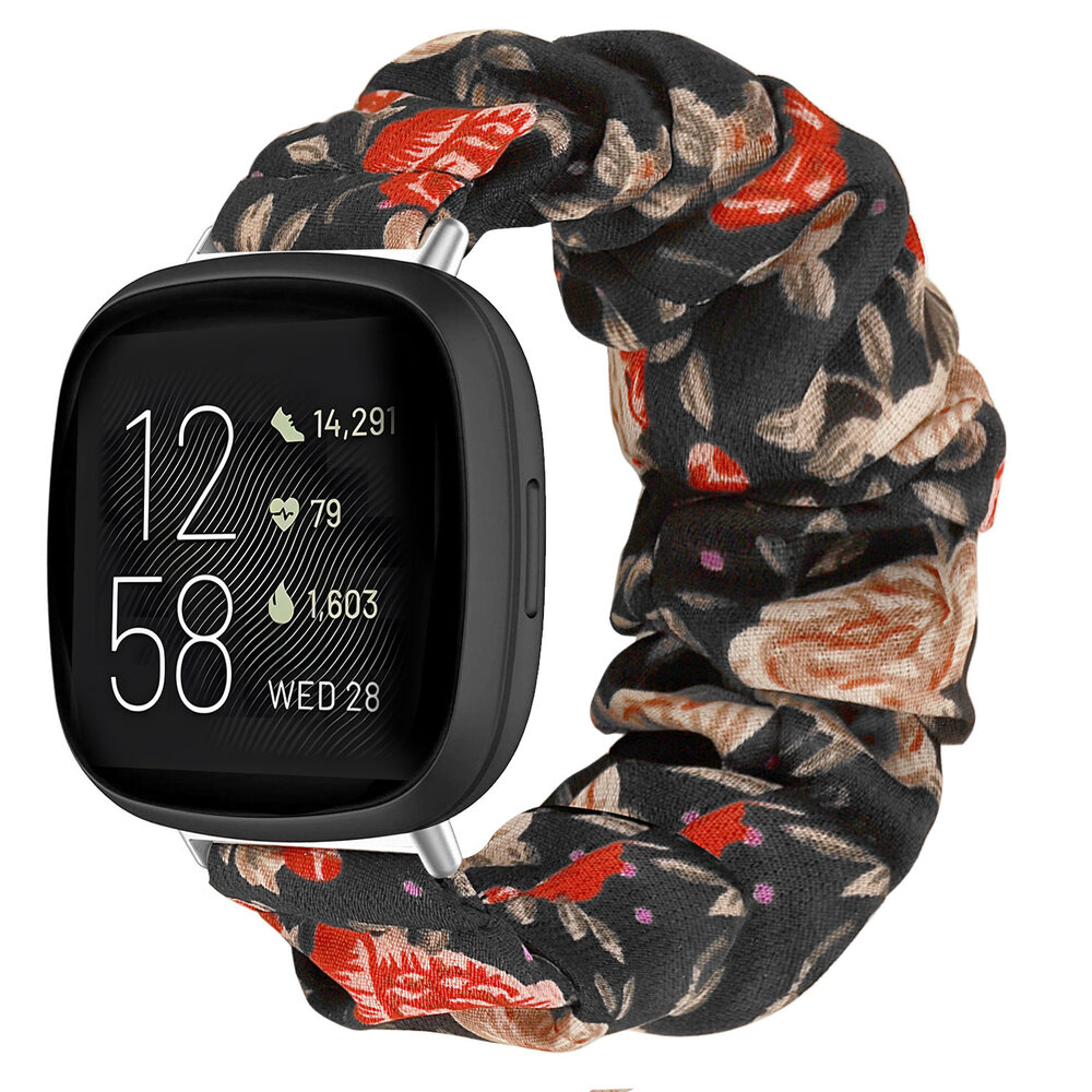 Strap-it Strap-it Bracelet chouchou Fitbit Versa 3 (fleurs)