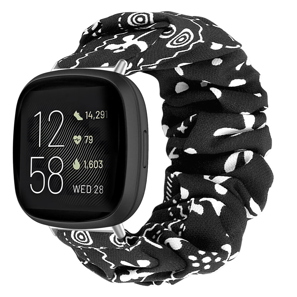 Strap-it Strap-it Bracelet chouchou Fitbit Versa 3 (noir melange)