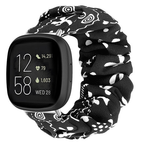 Strap-it Strap-it Bracelet chouchou Fitbit Versa 3 (noir melange)