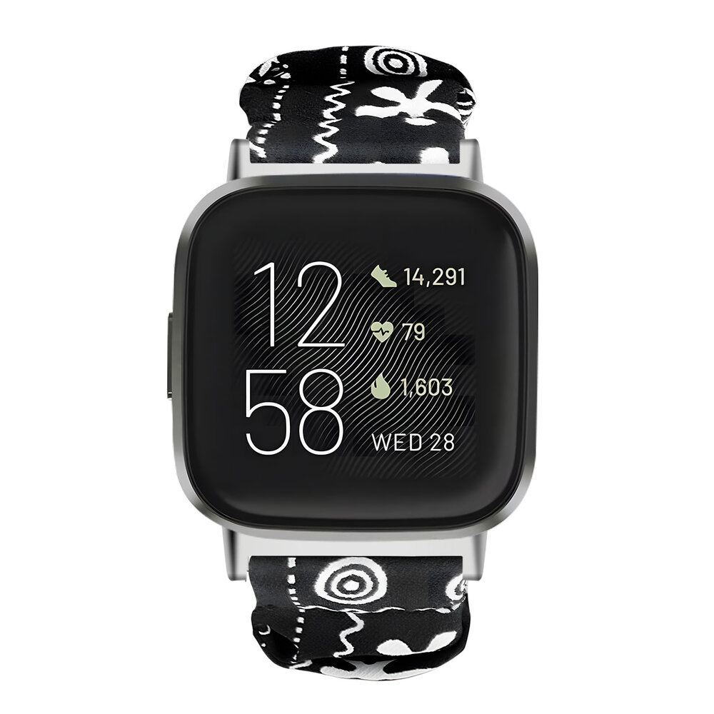 Strap-it Strap-it Bracelet chouchou Fitbit Versa 3 (noir melange)