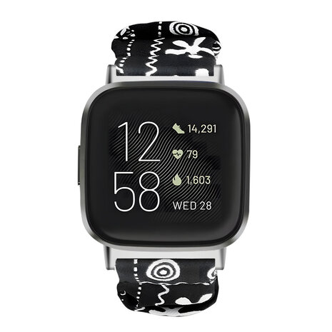 Strap-it Strap-it Bracelet chouchou Fitbit Versa 3 (noir melange)