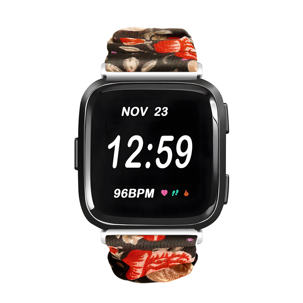 Strap-it Strap-it Bracelet chouchou Fitbit Versa (fleurs)