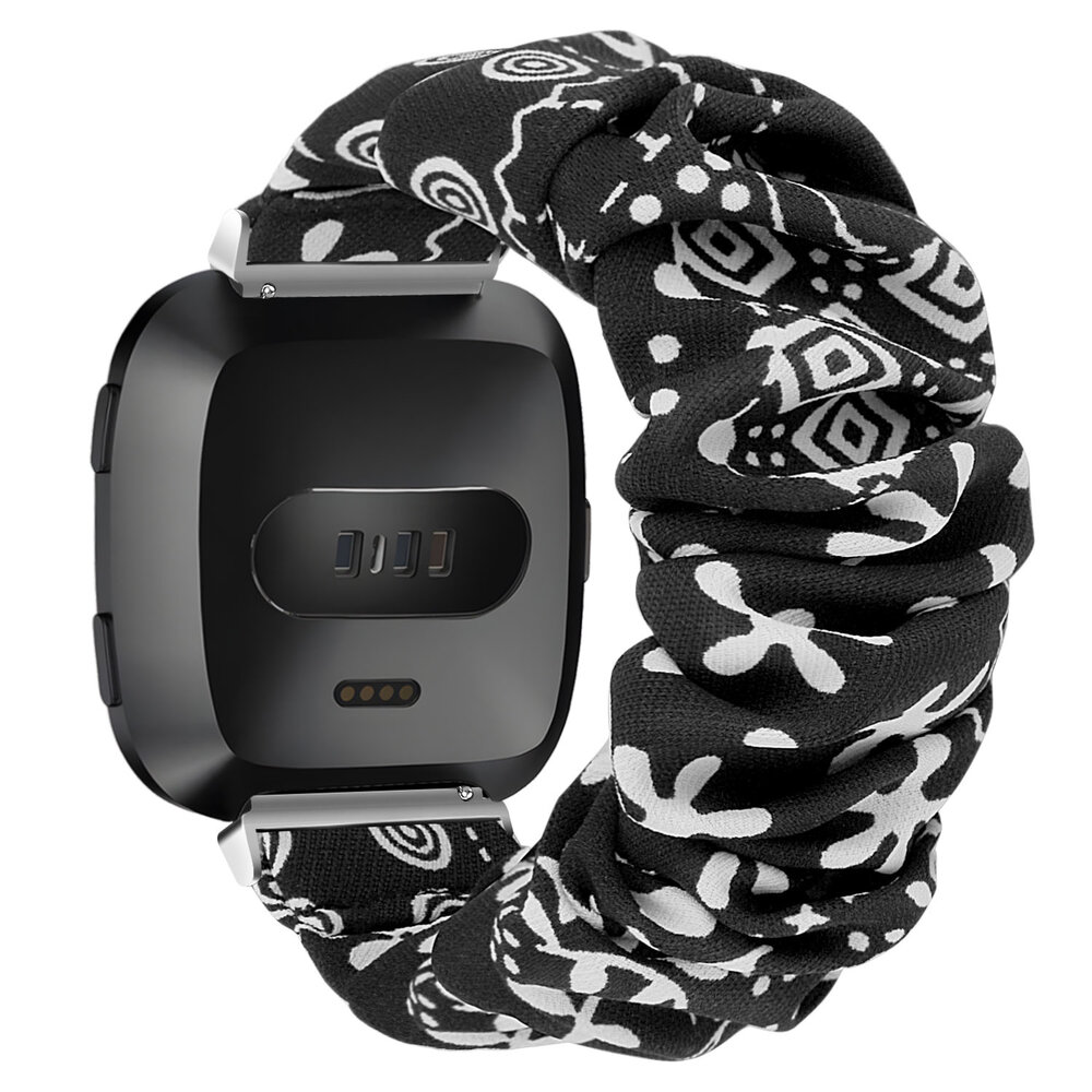 Strap-it Strap-it Bracelet chouchou Fitbit Versa (noir melange)