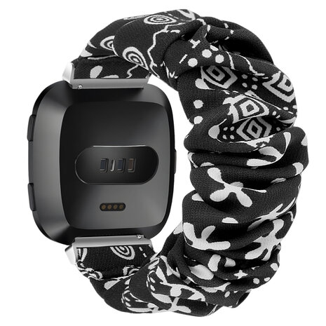 Strap-it Strap-it Bracelet chouchou Fitbit Versa (noir melange)