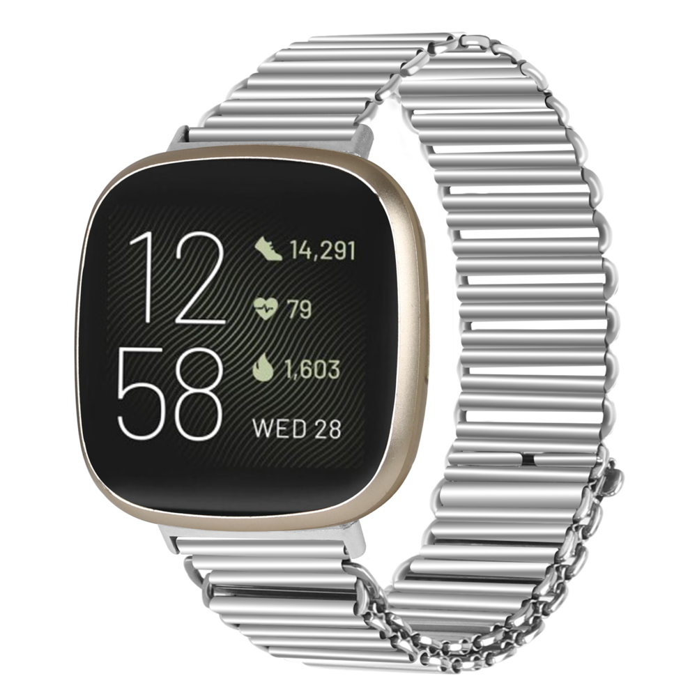 Strap-it Strap-it Bracelet acier loop Fitbit Versa 3 (argent)