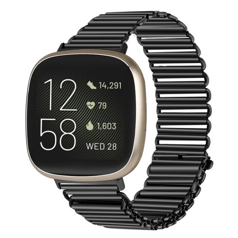 Strap-it Strap-it Bracelet acier loop Fitbit Versa 3 (noir)