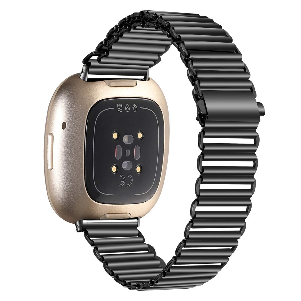 Strap-it Strap-it Bracelet acier loop Fitbit Versa 3 (noir)