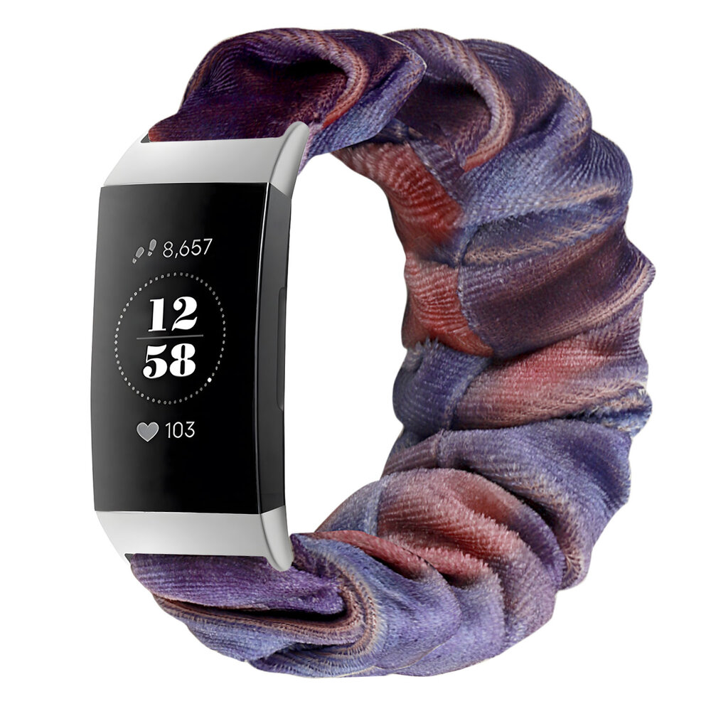 Strap-it Strap-it Bracelet chouchou Fitbit Charge 4 (bleu rose melange)