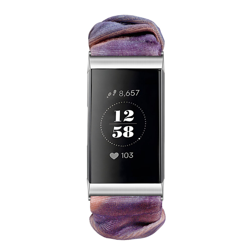 Strap-it Strap-it Bracelet chouchou Fitbit Charge 4 (bleu rose melange)