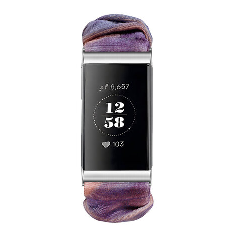 Strap-it Strap-it Bracelet chouchou Fitbit Charge 4 (bleu rose melange)