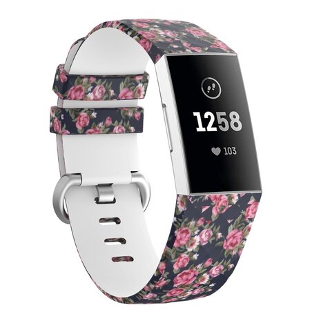 Strap-it Strap-it Bracelet silicone Blue Rose Fitbit Charge 3 / 4