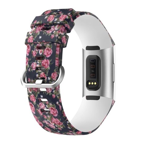 Strap-it Strap-it Bracelet silicone Blue Rose Fitbit Charge 3 / 4