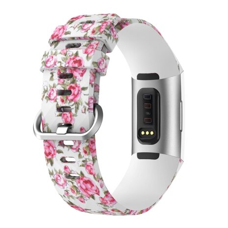 Strap-it Strap-it Bracelet silicone White Rose Fitbit Charge 3 / 4