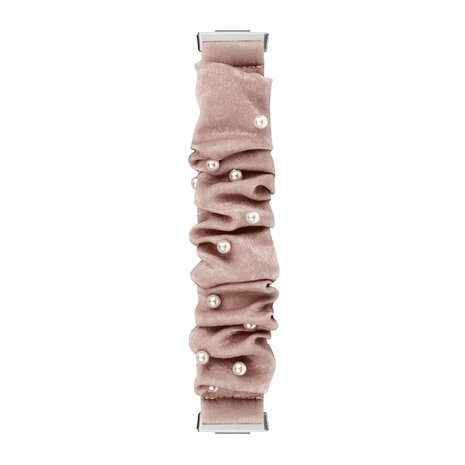Strap-it Strap-it Bracelet chouchou Fitbit Sense (beige foncé avec perles)