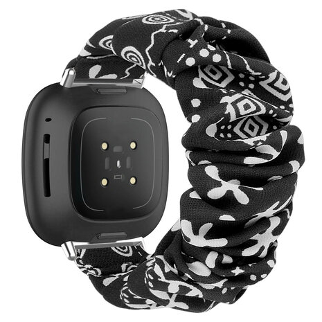 Strap-it Strap-it Bracelet chouchou Fitbit Sense (noir melange)