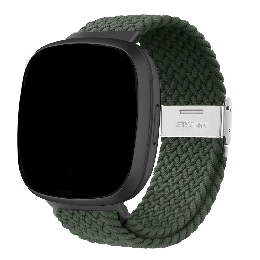 Strap-it Strap-it Bracelet tressé réglable Fitbit Sense (vert olive)