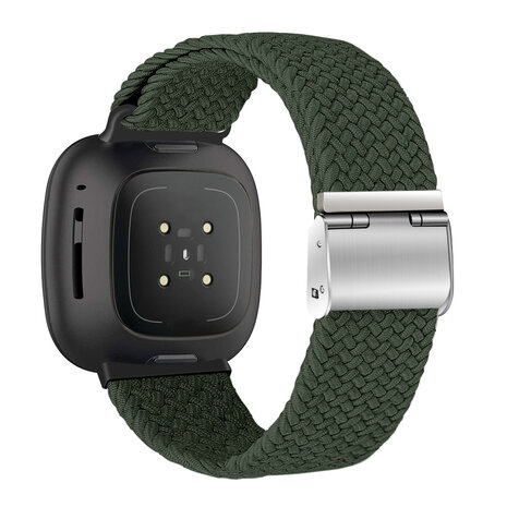 Strap-it Strap-it Bracelet tressé réglable Fitbit Sense (vert olive)