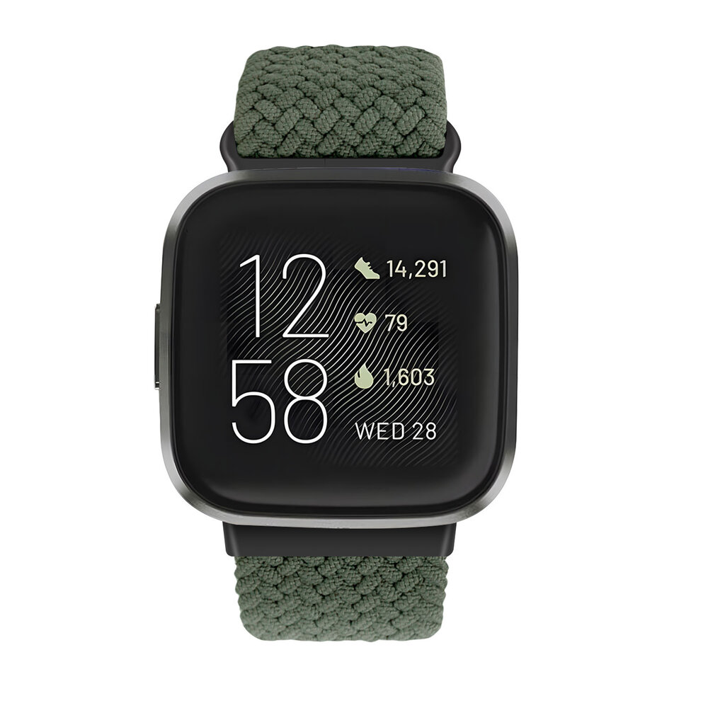 Strap-it Strap-it Bracelet tressé réglable Fitbit Sense (vert olive)