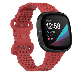 Strap-it Bracelet silicone avec motif Fitbit Sense (rouge)