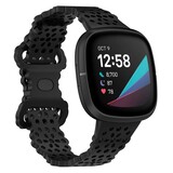 Strap-it Bracelet silicone avec motif Fitbit Sense (noir)