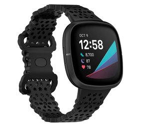 Strap-it Bracelet silicone avec motif Fitbit Sense (noir)