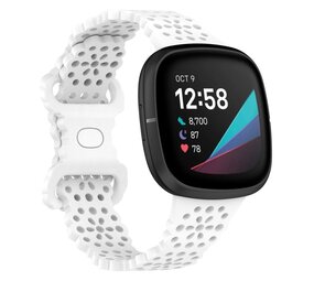 Strap-it Bracelet silicone avec motif Fitbit Sense (blanc)