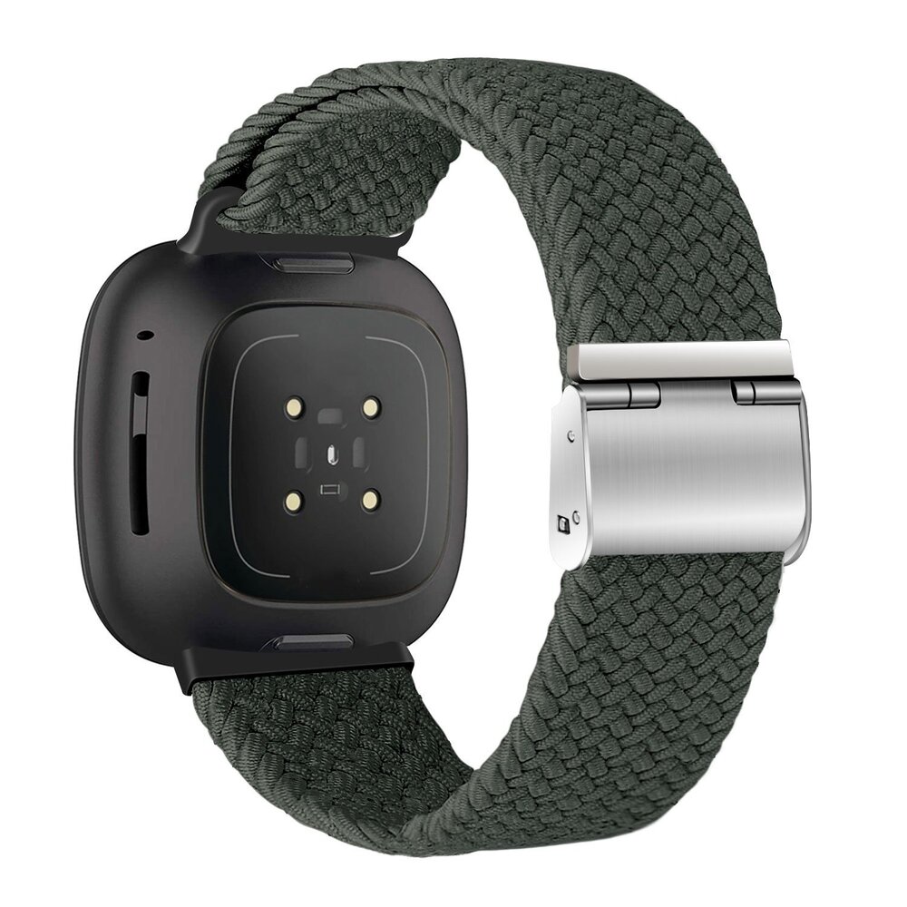 Strap-it Strap-it Bracelet tressé réglable Fitbit Sense (vert foncé)