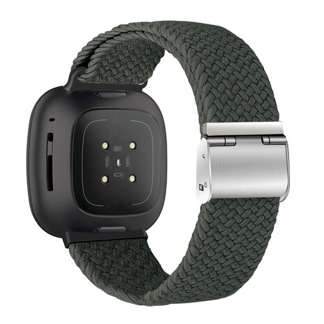Strap-it Strap-it Bracelet tressé réglable Fitbit Sense (vert foncé)