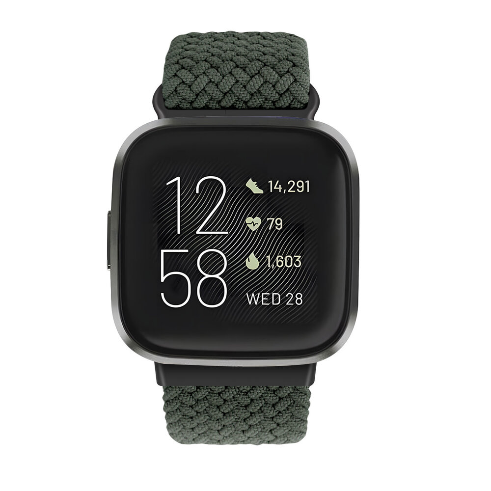 Strap-it Strap-it Bracelet tressé réglable Fitbit Sense (vert foncé)