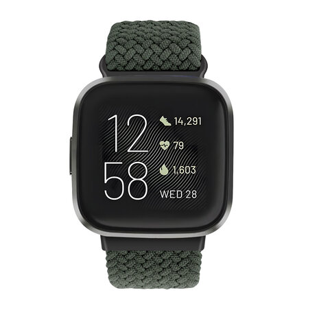 Strap-it Strap-it Bracelet tressé réglable Fitbit Sense (vert foncé)