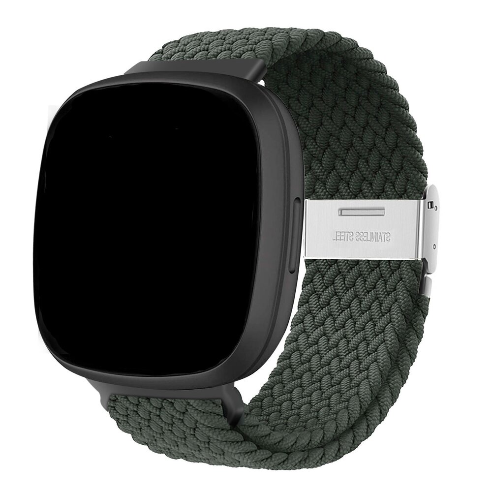 Strap-it Strap-it Bracelet tressé réglable Fitbit Sense (vert foncé)