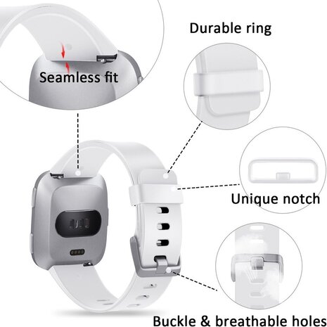 Strap-it Strap-it Bracelet silicone Fitbit Versa (blanc)