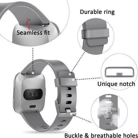 Strap it Strap it Bracelet silicone Fitbit Versa gris