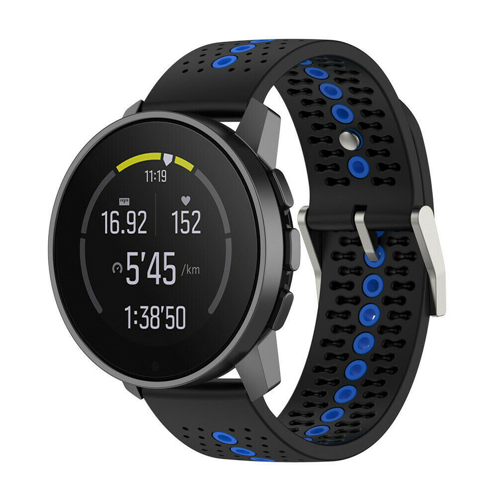 Bracelet silicone Suunto 9 Peak Pro noir bleu