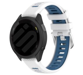 Strap-it Bracelet sport á boucle Garmin Forerunner 55 (blanc/bleu)